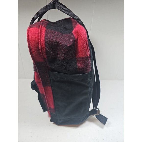 Fjallraven Kanken 23330 Re-Wool Plaid Backpack Red Black Adjustable Straps - Picture 4 of 6